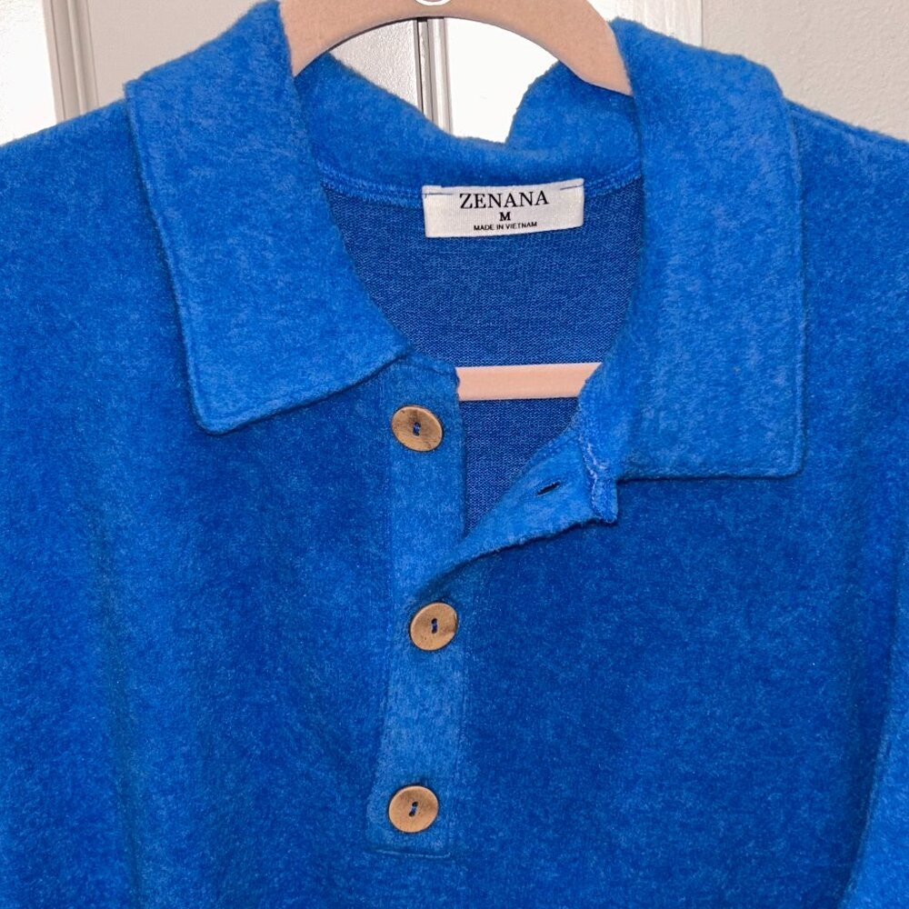 Zenana Blue Hacci Long Sleeve Top - Picture 2 of 8